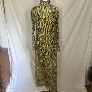 Simon Miller Gold Long Sleeve Sheath Dress Mock Neck